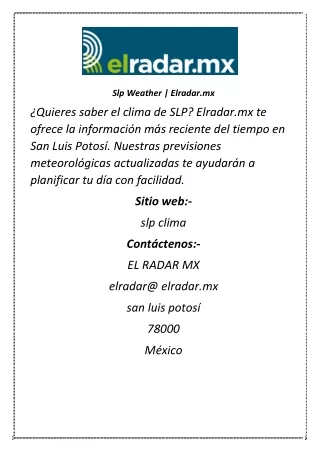 Slp Weather  Elradar.mx