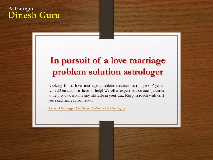 in pursuit of a love marriage problem solution astrologer
