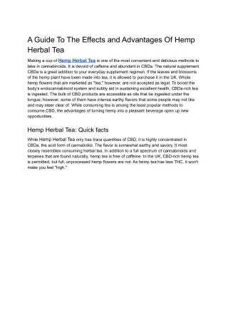 a guide to the effects and advantages of hemp