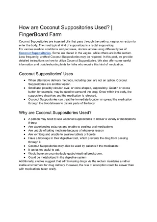 how are coconut suppositories used fingerboard
