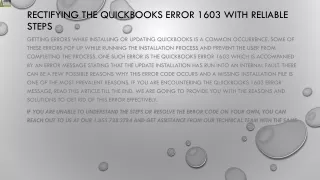 rectifying the quickbooks error 1603 with reliable steps