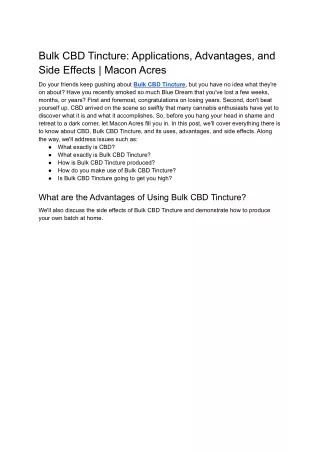 bulk cbd tincture applications advantages