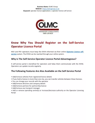 Know Why You Should Register on the Self-Service Operator Licence Portal