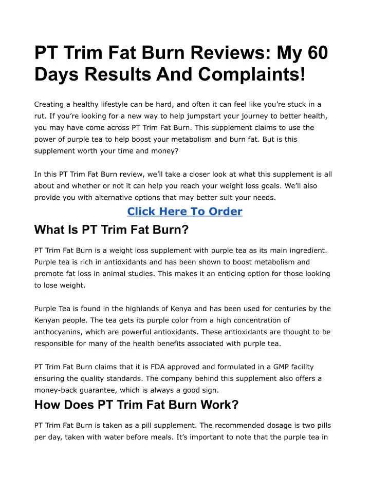 pt trim fat burn reviews my 60 days results