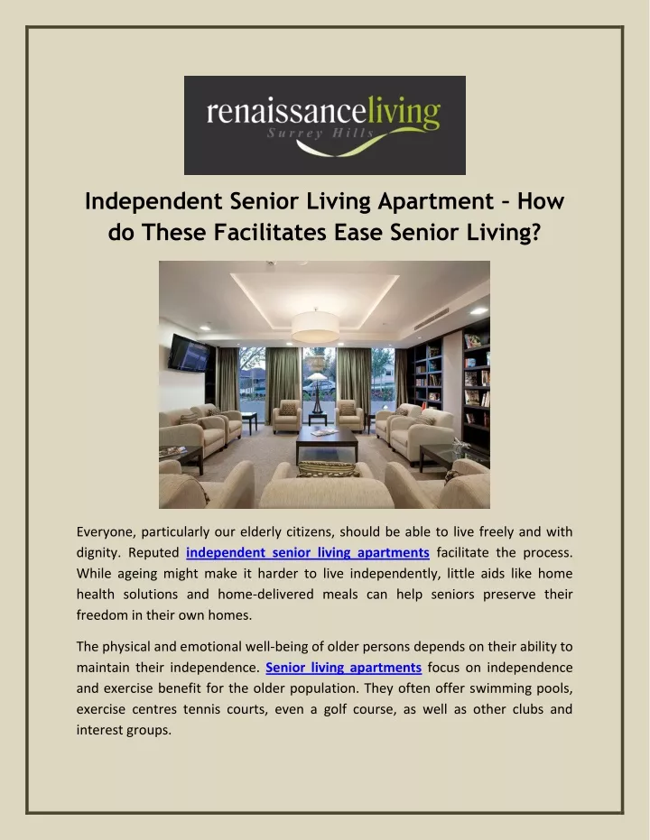 independent senior living apartment how do these