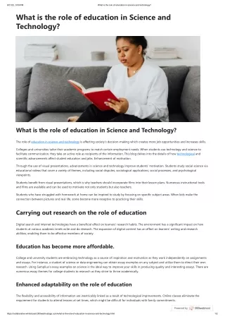 What is the role of education in science and technology_