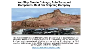 You Ship Cars in Chicago, Auto Transport