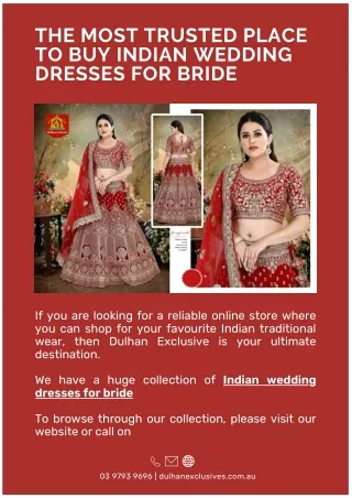 The most trusted place to buy Indian wedding dresses for bride