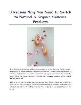 3 Reasons to Switch Natural or Organic Skincare Products