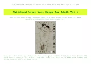 Free download [epub]$$ Childhood Lover Yaoi Manga For Adult Vol 1 Full PDF