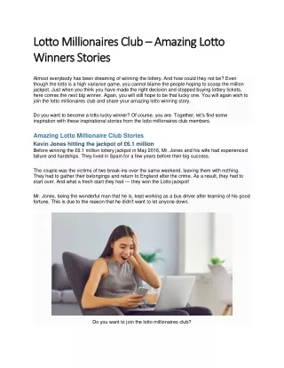 Lotto Millionaires Club – Amazing Lotto Winners Stories