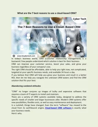 what are the 7 best reasons to use a cloud based