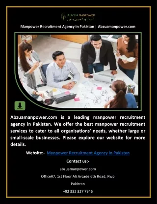 Manpower Recruitment Agency in Pakistan | Abzuamanpower.com