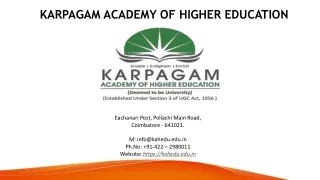 Top College in Coimbatore - Karpagam Academy of Higher Education
