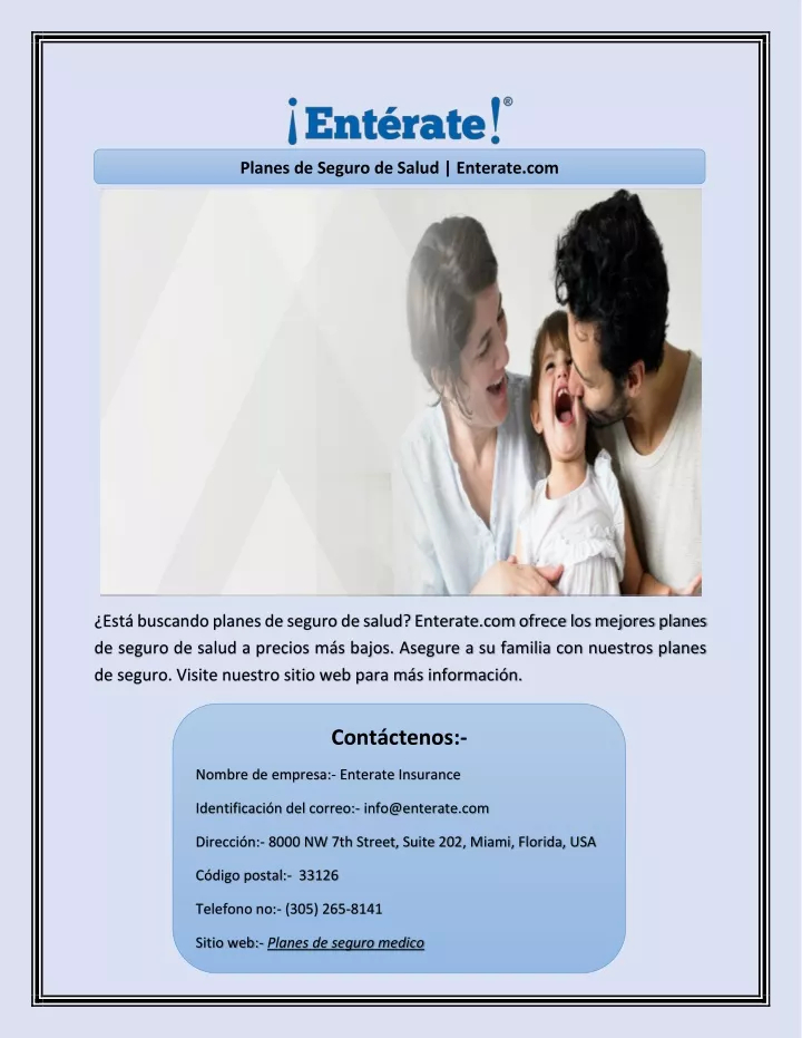 planes de seguro de salud enterate com