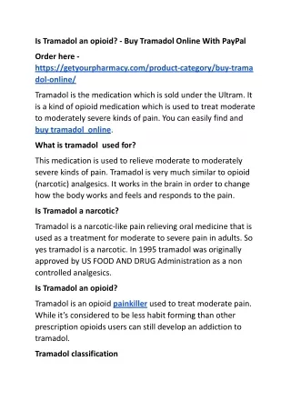 Is Tramadol an opioid