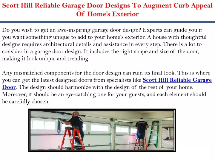 scott hill reliable garage door designs