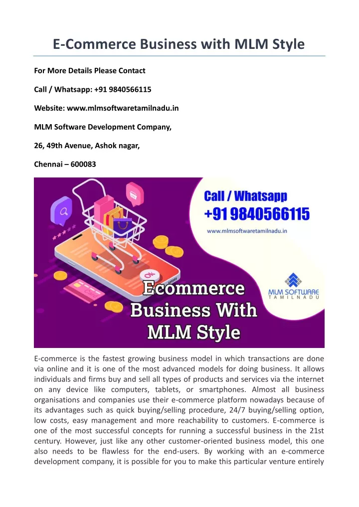 e commerce business with mlm style