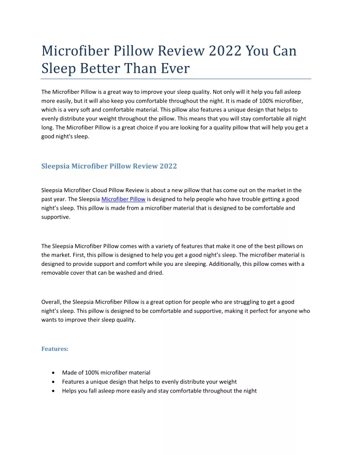 microfiber pillow review 2022 you can sleep