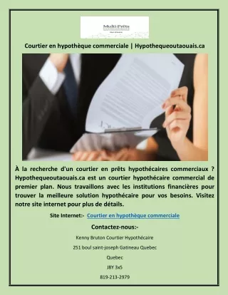 Courtier en hypothèque commerciale | Hypothequeoutaouais.ca