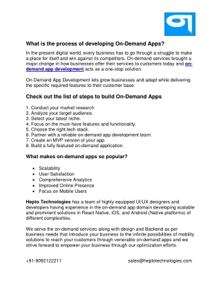 what is the process of developing on demand apps