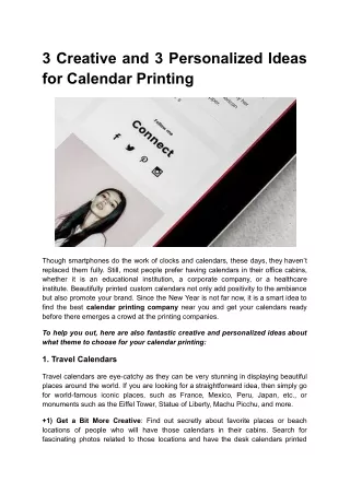 3 Creative and 3 Personalized Ideas for Calendar Printing