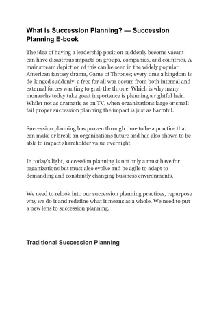 What is Succession Planning and Succession Planning E-book