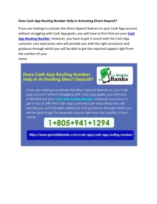 does cash app routing number help in activating