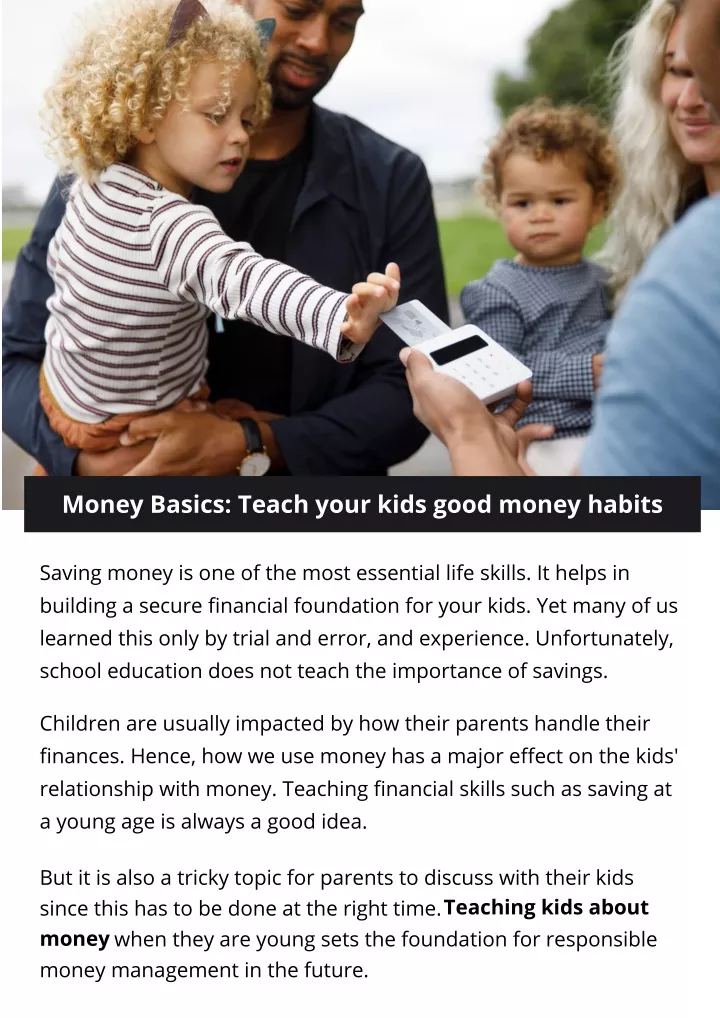 money basics teach your kids good money habits