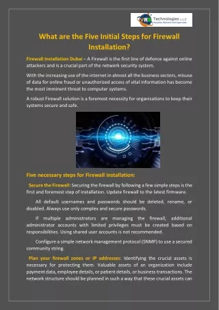 what are the five initial steps for firewall