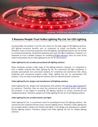5 Reasons People Trust Volka Lighting Pty Ltd