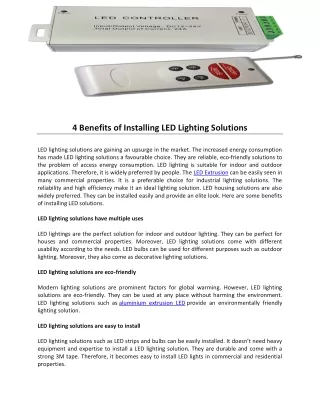 4 Benefits of Installing LED Lighting Solutions
