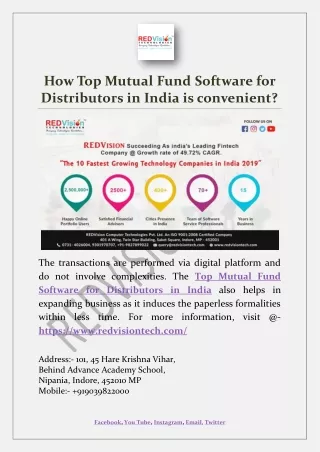 how top mutual fund software for distributors