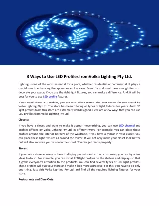 3 Ways to Use LED Profiles fromVolka Lighting Pty Ltd