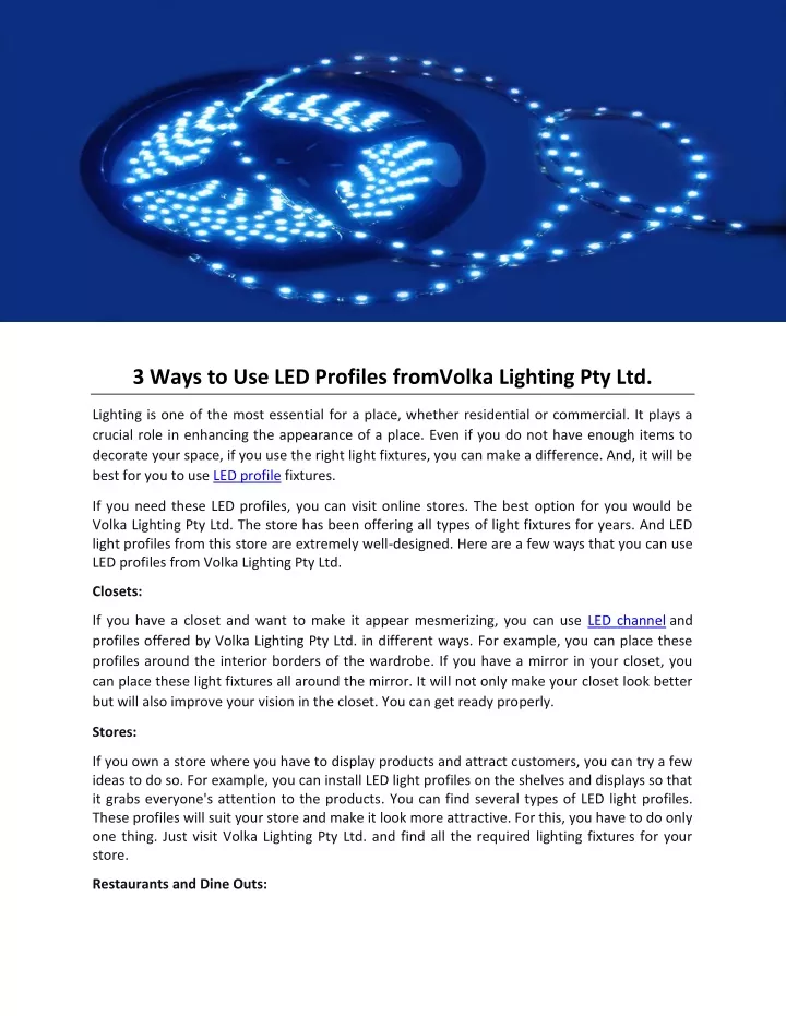 3 ways to use led profiles fromvolka lighting