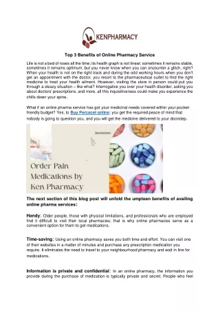 Benefits of Online Pharmacy Service- Ken Pharmacy