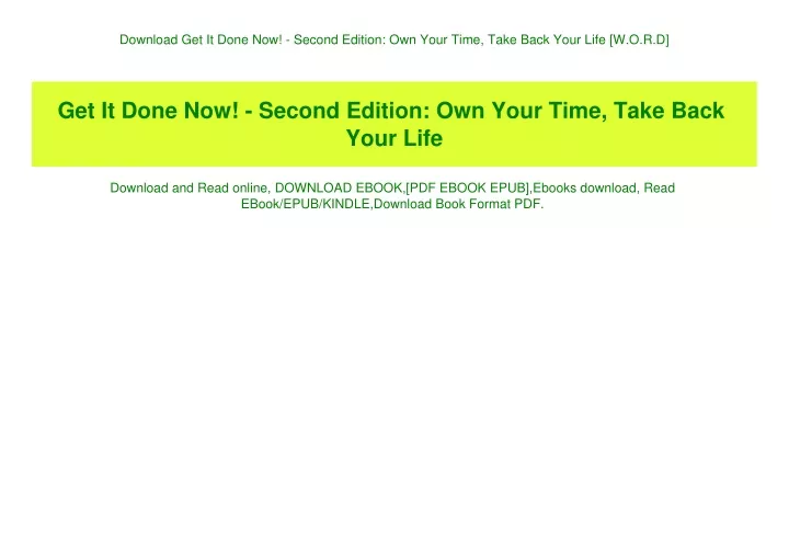 download get it done now second edition own your