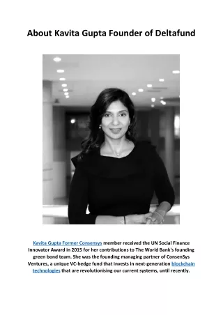 about kavita gupta founder of deltafund