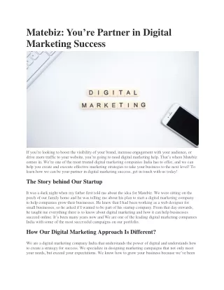 Matebiz You’re Partner in Digital Marketing Success