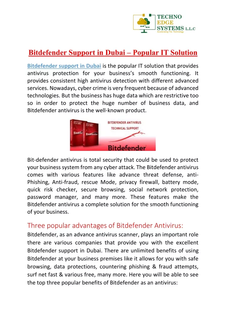 bitdefender support in dubai popular it solution