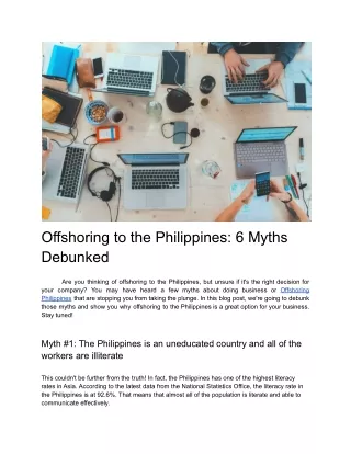 Offshoring to the Philippines: 6 Myths Debunked