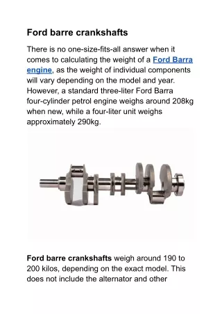 Ford barre crankshafts