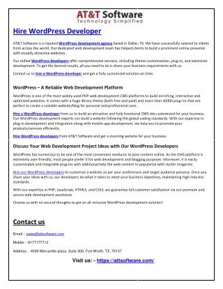 hire wordpress developer at t software