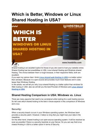 which is better windows or linux shared hosting