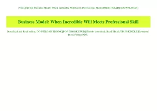 Free [epub]$$ Business Model When Incredible Will Meets Professional Skill [[FREE] [READ] [DOWNLOAD]]