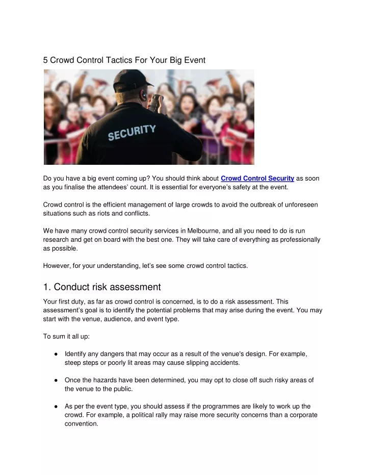5 crowd control tactics for your big event