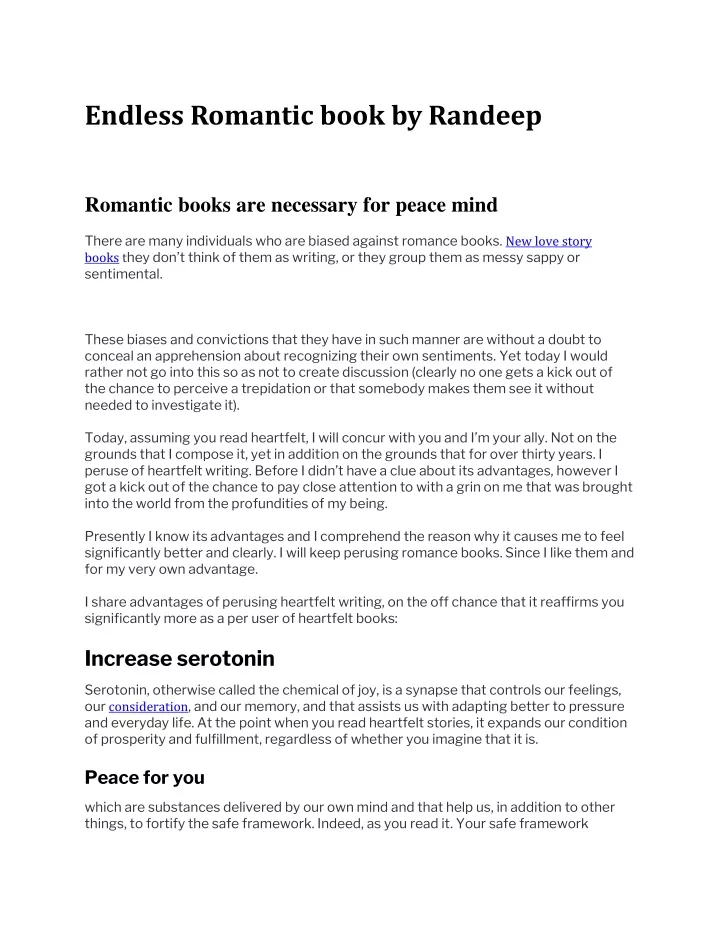 endless romantic book by randeep