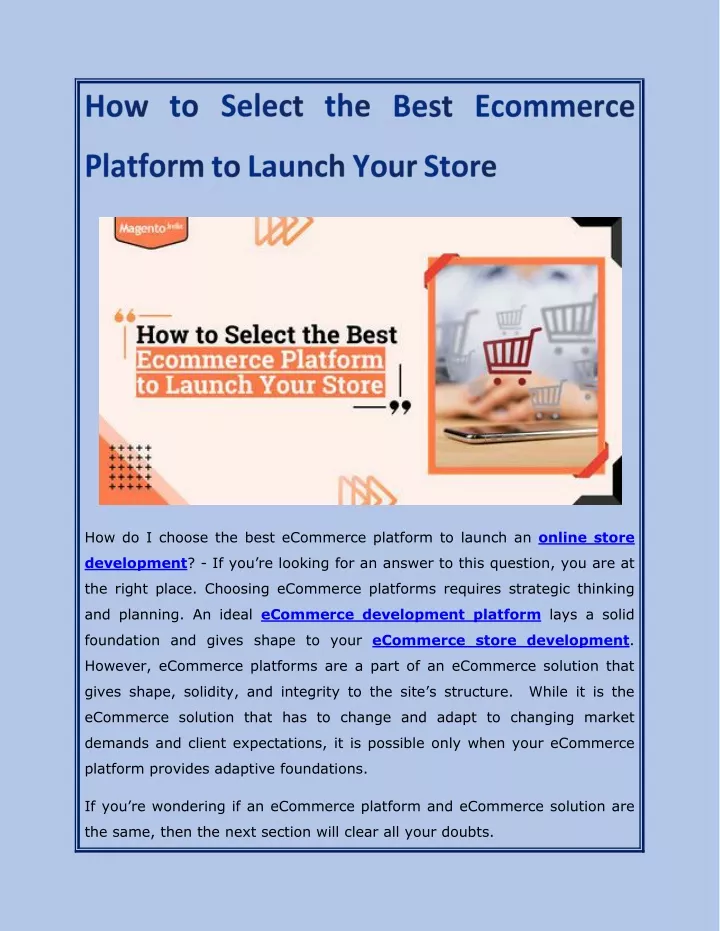 how do i choose the best ecommerce platform