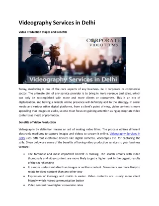 Videography Services in Delhi