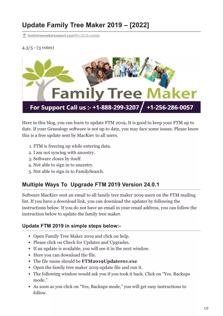 update family tree maker 2019 2022